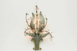 Online Pamono Floral Wall Lamp with Glass Flowers, Gold and Pastel, 1970s