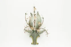 Online Pamono Floral Wall Lamp with Glass Flowers, Gold and Pastel, 1970s