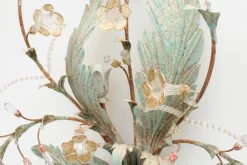Online Pamono Floral Wall Lamp with Glass Flowers, Gold and Pastel, 1970s