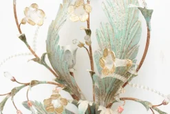 Online Pamono Floral Wall Lamp with Glass Flowers, Gold and Pastel, 1970s