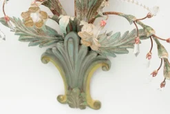 Online Pamono Floral Wall Lamp with Glass Flowers, Gold and Pastel, 1970s
