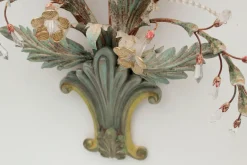Online Pamono Floral Wall Lamp with Glass Flowers, Gold and Pastel, 1970s