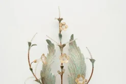 Online Pamono Floral Wall Lamp with Glass Flowers, Gold and Pastel, 1970s