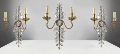 Hot Pamono Floral Wall Light in Crystal and Gold Metal from Maison Baguès, 1890s