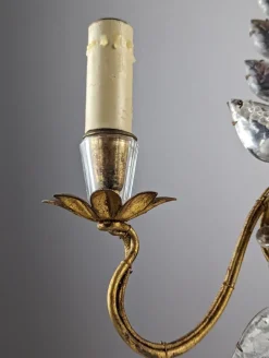 Hot Pamono Floral Wall Light in Crystal and Gold Metal from Maison Baguès, 1890s