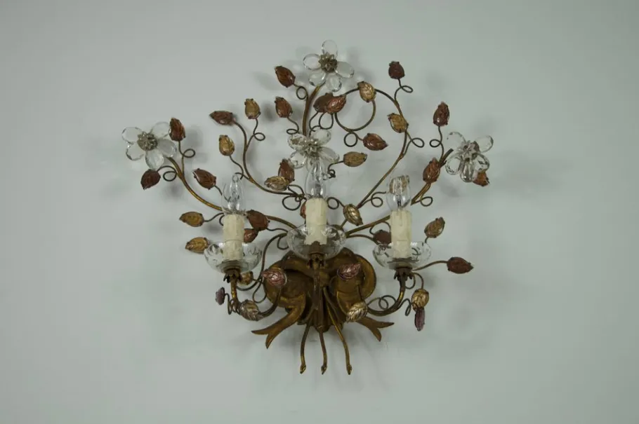 Best Pamono Florentine Flower-Shaped Wall Lamp attributed to Banci Firenze, Italy, 1970s