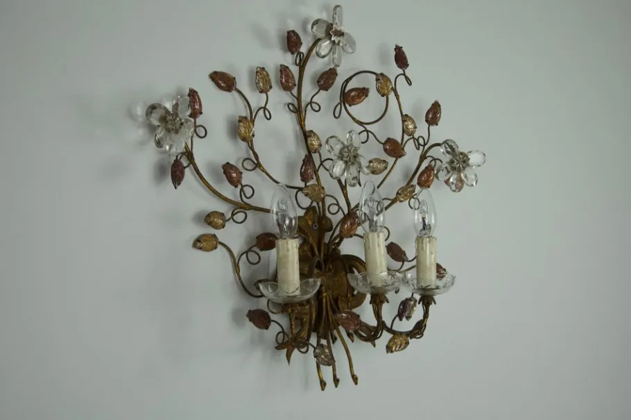 Best Pamono Florentine Flower-Shaped Wall Lamp attributed to Banci Firenze, Italy, 1970s