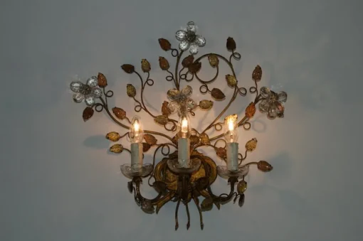 Best Pamono Florentine Flower-Shaped Wall Lamp attributed to Banci Firenze, Italy, 1970s