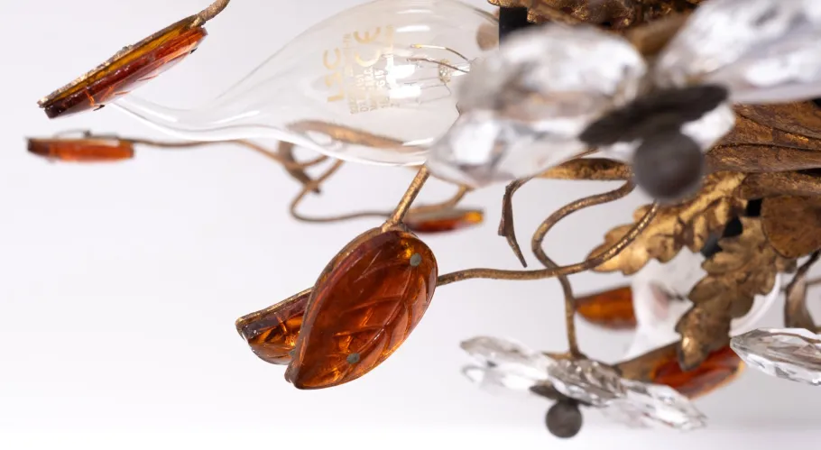 Online Pamono Florentine Gilded Flush Mount attributed to Banci Firenze, Italy, 1970s