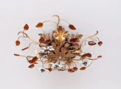 Online Pamono Florentine Gilded Flush Mount attributed to Banci Firenze, Italy, 1970s