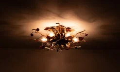 Online Pamono Florentine Gilded Flush Mount attributed to Banci Firenze, Italy, 1970s