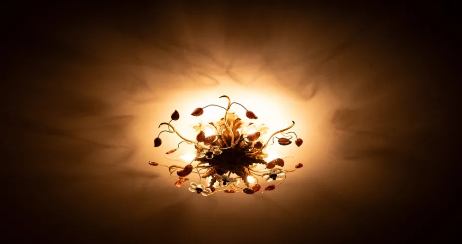 Online Pamono Florentine Gilded Flush Mount attributed to Banci Firenze, Italy, 1970s