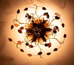 Online Pamono Florentine Gilded Flush Mount attributed to Banci Firenze, Italy, 1970s