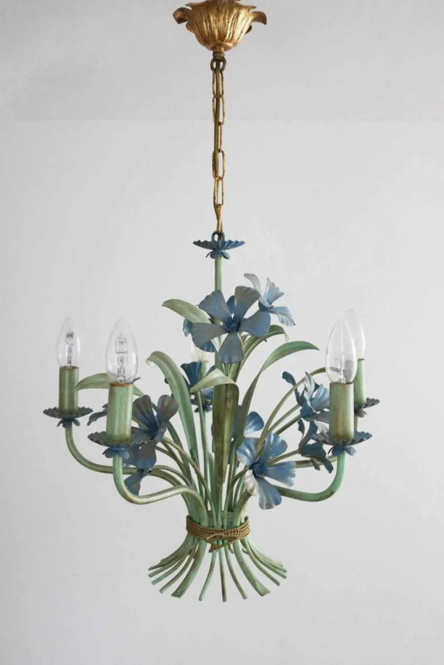 New Pamono Florentine Hollywood Regency Chandelier by Kögl, Italy, 1970s