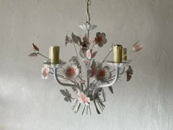 Discount Pamono Florentine White and Pink Metal Bouquet Chandelier by Hans Kögl, Germany, 1970s