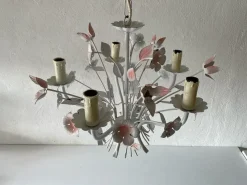 Discount Pamono Florentine White and Pink Metal Bouquet Chandelier by Hans Kögl, Germany, 1970s