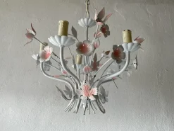 Discount Pamono Florentine White and Pink Metal Bouquet Chandelier by Hans Kögl, Germany, 1970s