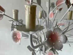 Discount Pamono Florentine White and Pink Metal Bouquet Chandelier by Hans Kögl, Germany, 1970s