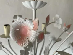 Discount Pamono Florentine White and Pink Metal Bouquet Chandelier by Hans Kögl, Germany, 1970s