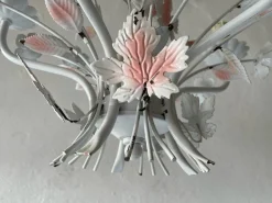 Discount Pamono Florentine White and Pink Metal Bouquet Chandelier by Hans Kögl, Germany, 1970s