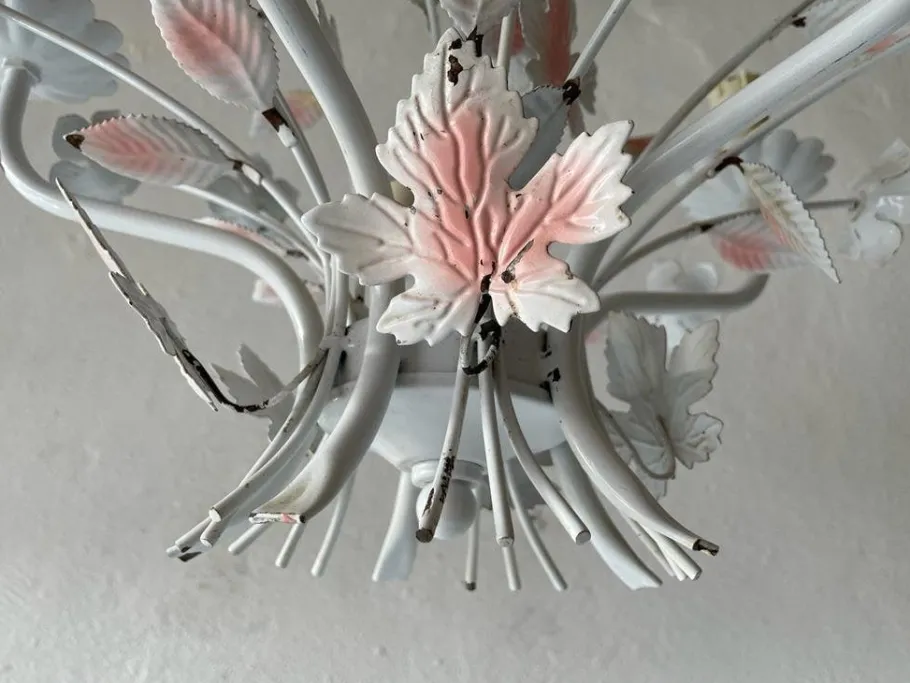 Discount Pamono Florentine White and Pink Metal Bouquet Chandelier by Hans Kögl, Germany, 1970s