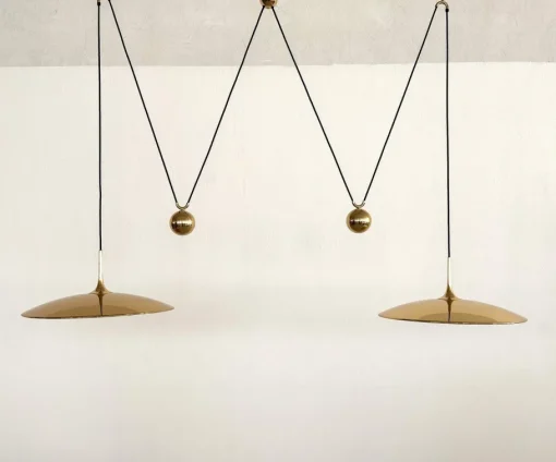 Best Pamono Florian Schulz Double Onos 55 Pendant Lights with Adjustable Counter Weights in Full Brass, 2000s
