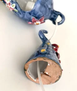 Sale Pamono Flower and Coral Maiolica Illuminated Lantern from Vietri, Italy, 1950s