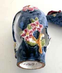 Sale Pamono Flower and Coral Maiolica Illuminated Lantern from Vietri, Italy, 1950s