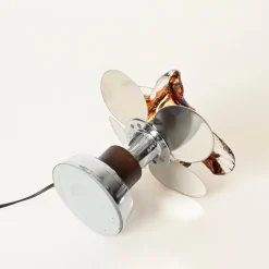 Clearance Pamono Flower Murano Glass Table Lamps in Chrome and Leather from Mazzega, 1970s, Set of 2