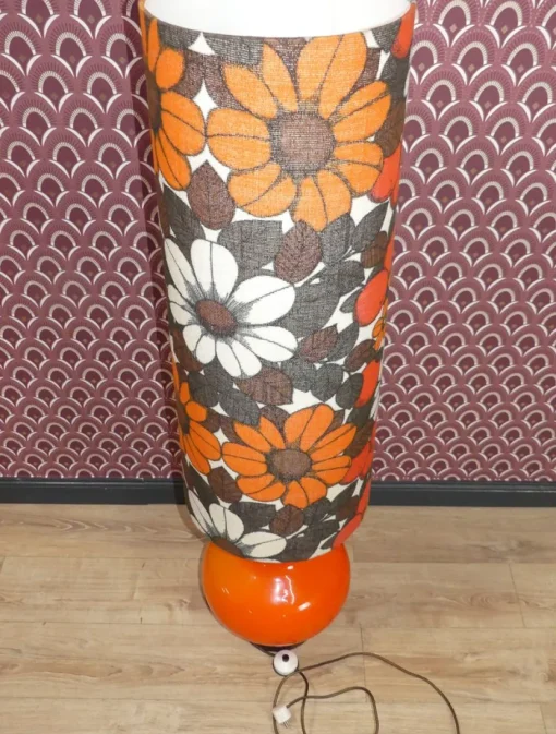 Best Pamono Flower Power Floor Lamp with Orange Illuminated Glass Base, 1970s