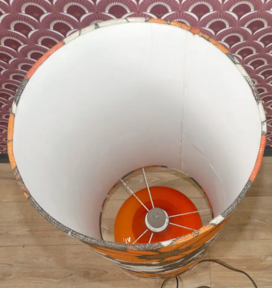 Best Pamono Flower Power Floor Lamp with Orange Illuminated Glass Base, 1970s