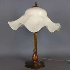 Hot Pamono Flower Table Lamp in Murano Glass, Brass and Wood, 1960s