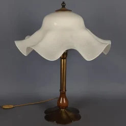 Hot Pamono Flower Table Lamp in Murano Glass, Brass and Wood, 1960s