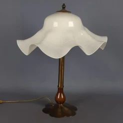 Hot Pamono Flower Table Lamp in Murano Glass, Brass and Wood, 1960s
