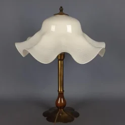 Hot Pamono Flower Table Lamp in Murano Glass, Brass and Wood, 1960s