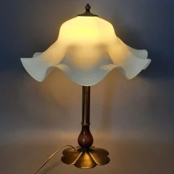 Hot Pamono Flower Table Lamp in Murano Glass, Brass and Wood, 1960s