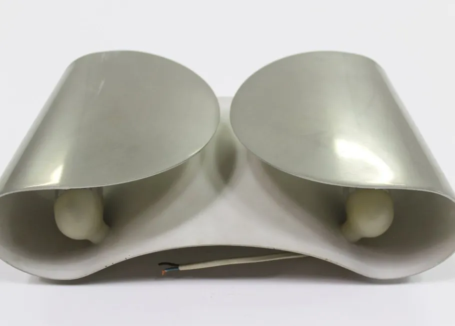 New Pamono Foglio Wall Lamp in Nickel Plated Metal by Tobia Scarpa for Flos 1966, Set of 2