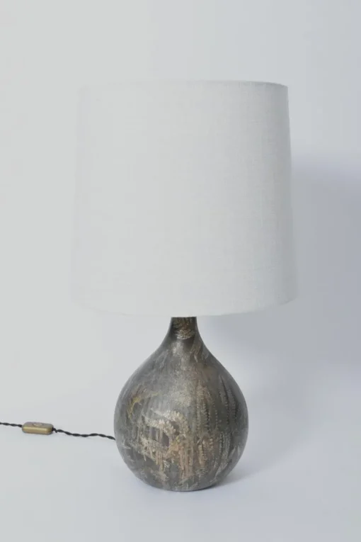 Best Pamono Foliage Pattern Painted Glass Lamp, 1960s