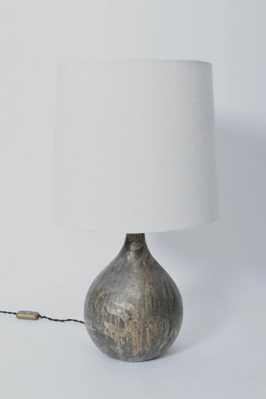 Best Pamono Foliage Pattern Painted Glass Lamp, 1960s