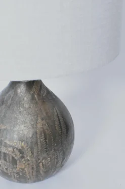 Best Pamono Foliage Pattern Painted Glass Lamp, 1960s