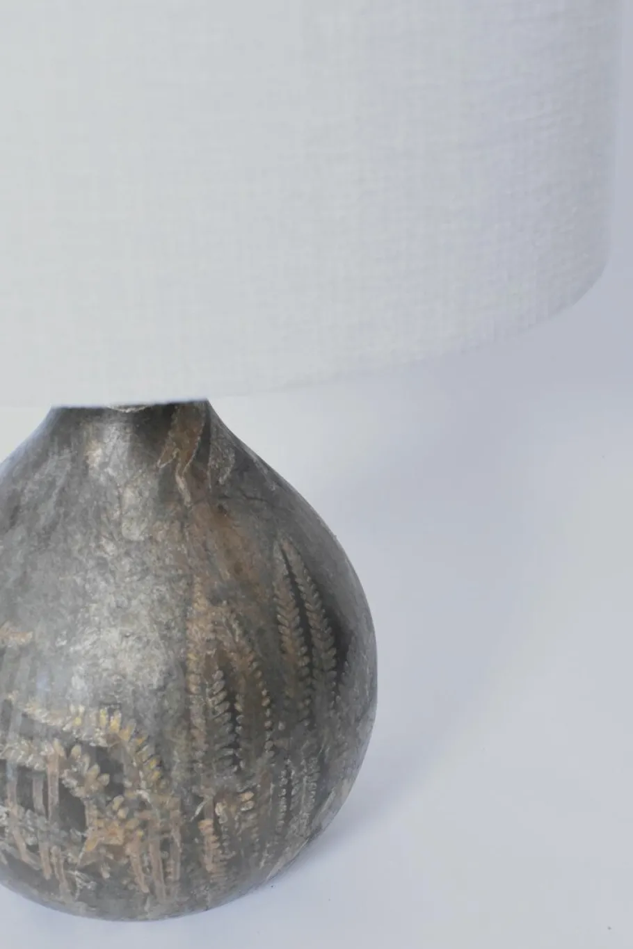 Best Pamono Foliage Pattern Painted Glass Lamp, 1960s