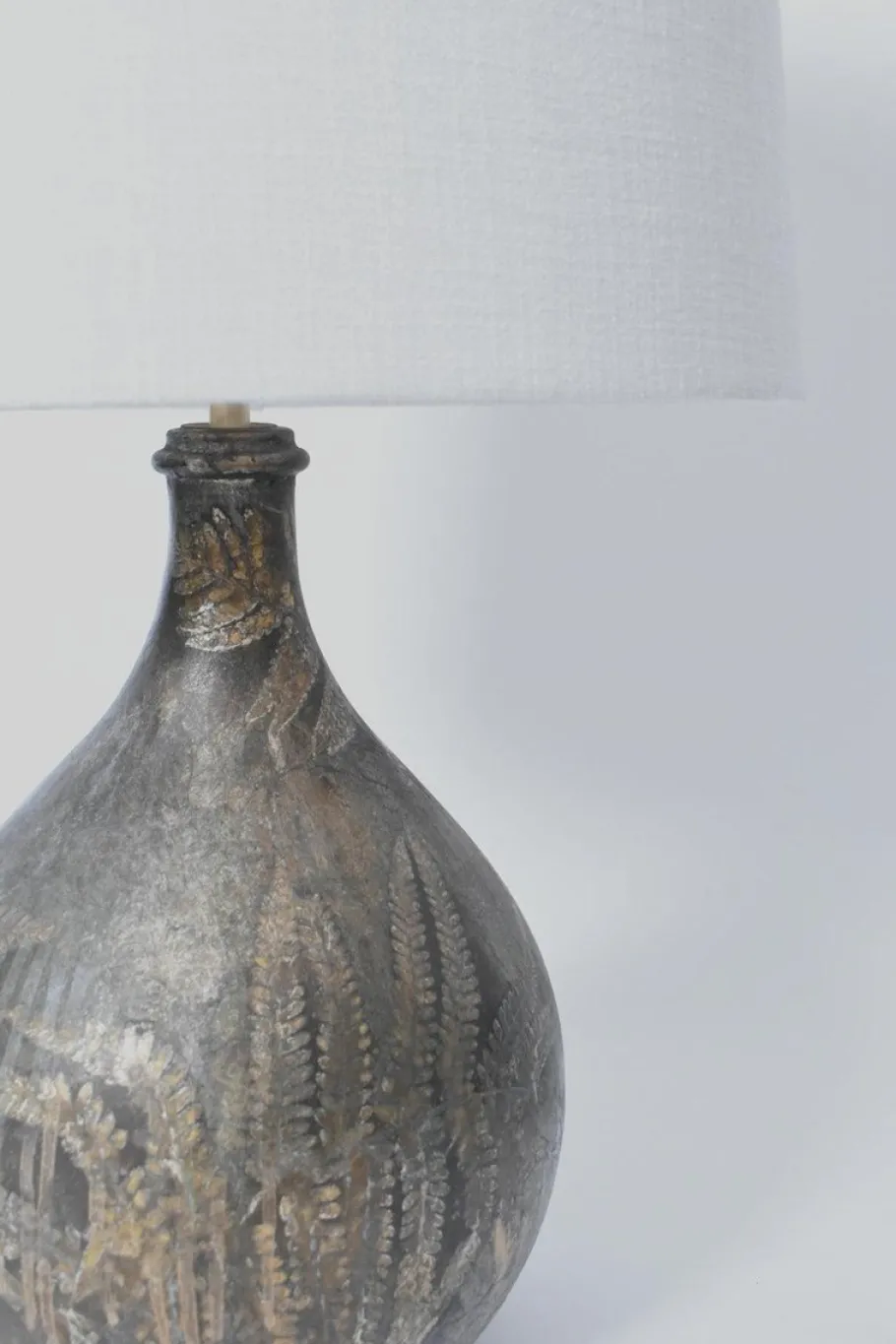 Best Pamono Foliage Pattern Painted Glass Lamp, 1960s