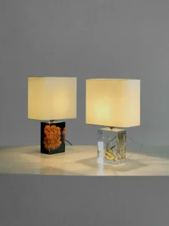 Discount Pamono French Acrylic Glass Table Lamps by Pierre Giraudon, 1970s, Set of 2