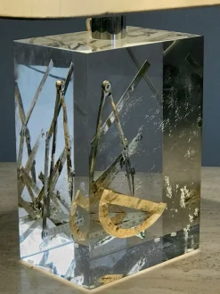 Discount Pamono French Acrylic Glass Table Lamps by Pierre Giraudon, 1970s, Set of 2