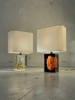 Discount Pamono French Acrylic Glass Table Lamps by Pierre Giraudon, 1970s, Set of 2