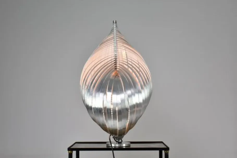 Clearance Pamono French Aluminium Table Lamps by Henri Mathieu, 1960s, Set of 2