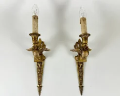 Hot Pamono French Antique Bronze Swan Sconces with Cherubs, 1910s, Set of 2