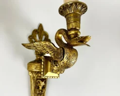 Hot Pamono French Antique Bronze Swan Sconces with Cherubs, 1910s, Set of 2