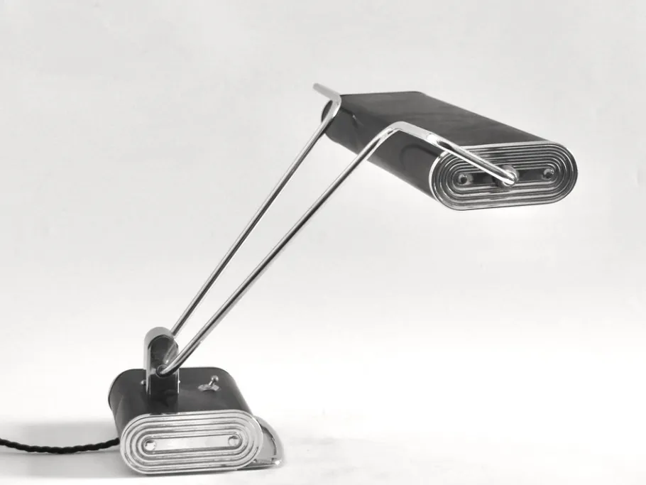 New Pamono French Art Deco Black and Chrome Table Lamp by Eileen Gray for Jumo, 1940s