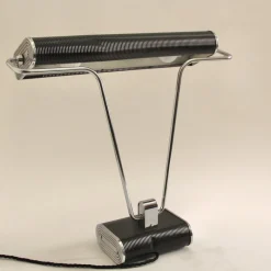 New Pamono French Art Deco Black and Chrome Table Lamp by Eileen Gray for Jumo, 1940s